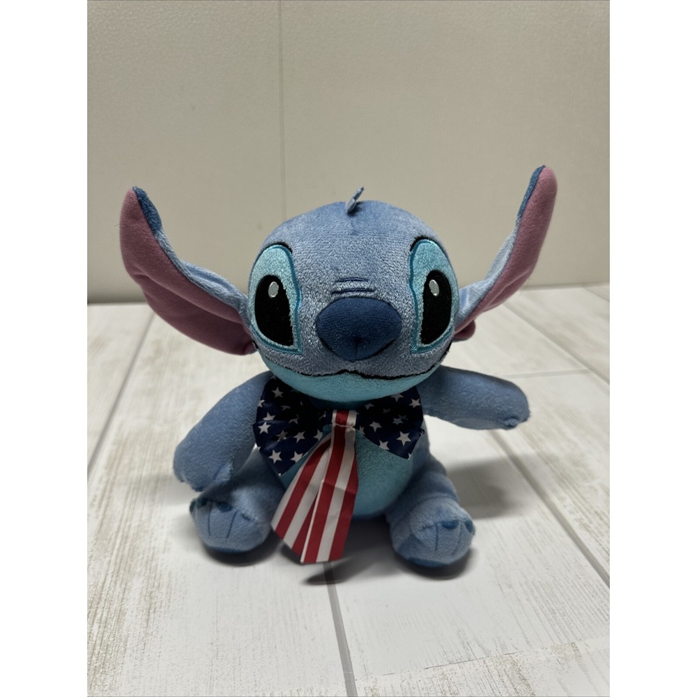 Disneys Stitch Being Patriotic With Flag Bowtie 8 Inch Plush Stuffed Animal